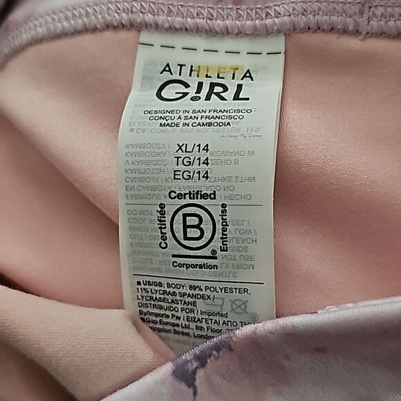 Athleta Girls High Rise Printed Chit Chat Tight, Size XL/14, Moonstone Pink, NWT - Picture 8 of 12